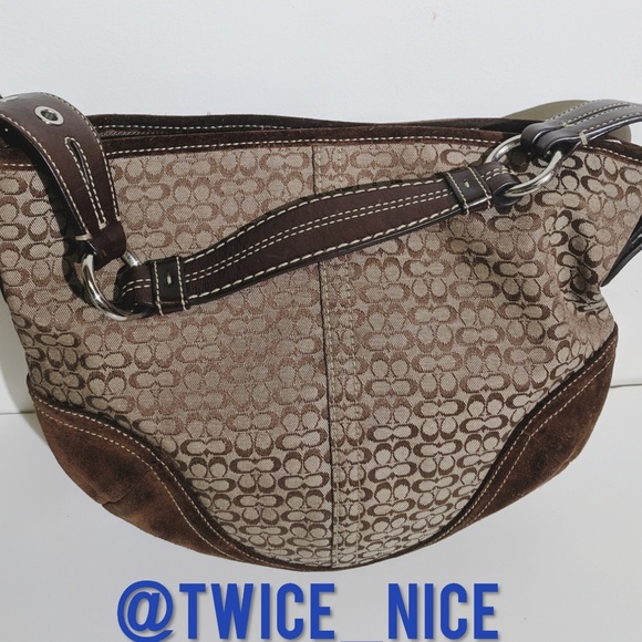 Coach Signature and Leather Hobo Bag 1460 - Picture 1 of 6